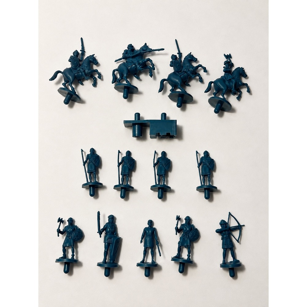 Vintage Feudal Bookshelf Game Replacement Dark Green Plastic Miniatures 3M 14pc